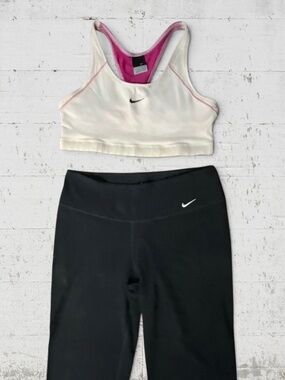 Nike Athletic White/Pink Top & Black Sweat/Pants  Top L/Pants M-see measurements